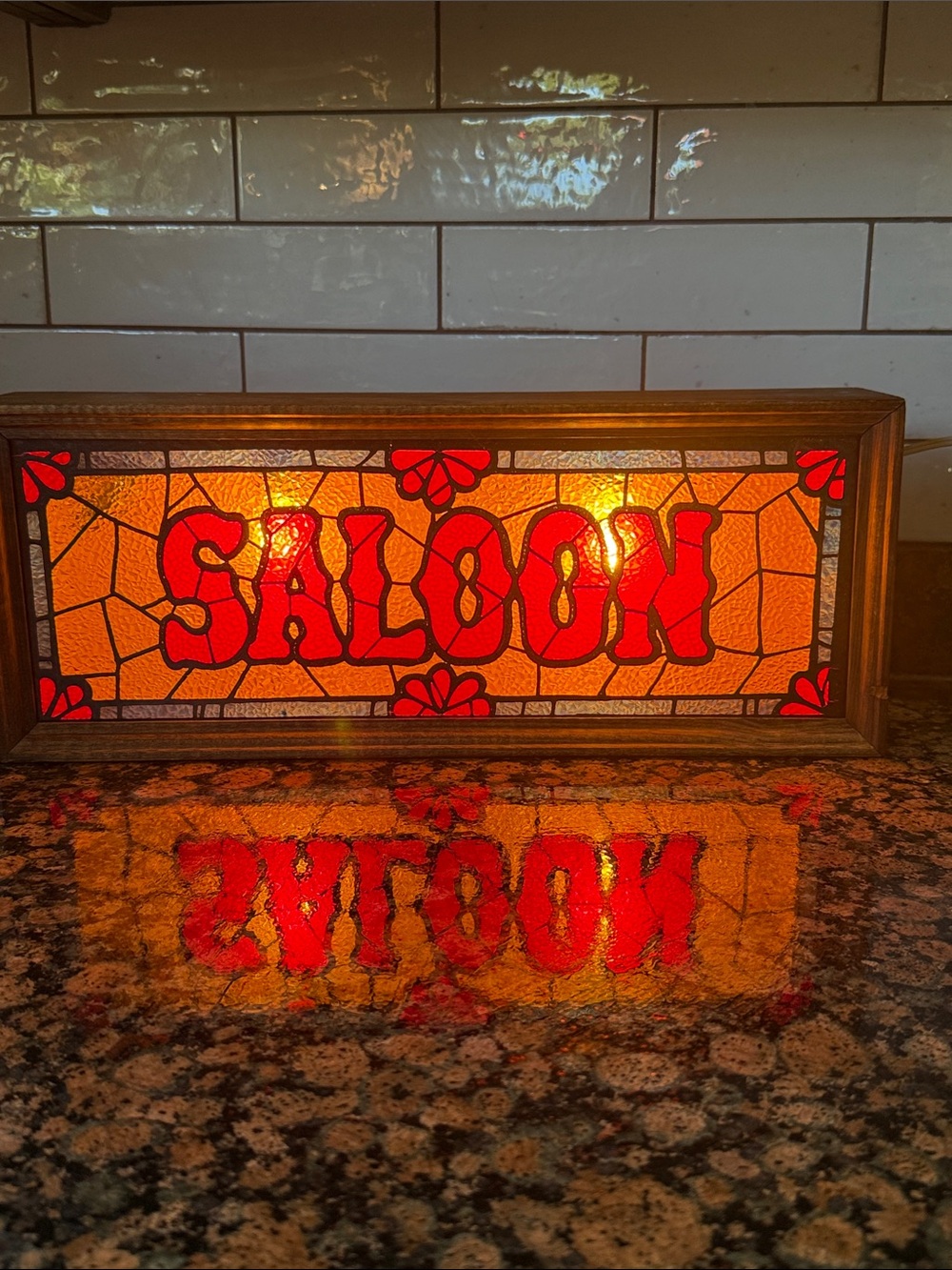 Vintage illuminated saloon sign